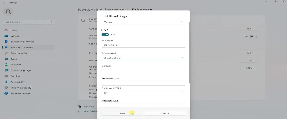 تنظیم آدرس IP ثابت برای کامپیوتر